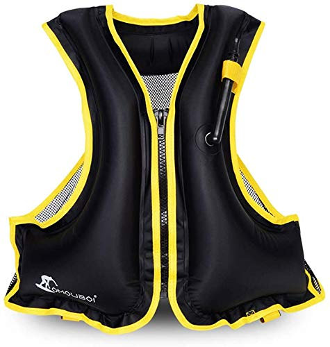FORWEWAY Aufblasbare Schnorchelweste, Option Sommerstrand, Unisex, Geeignet für Viele Wassersportarten, 66-220 lbs(Schwarz)