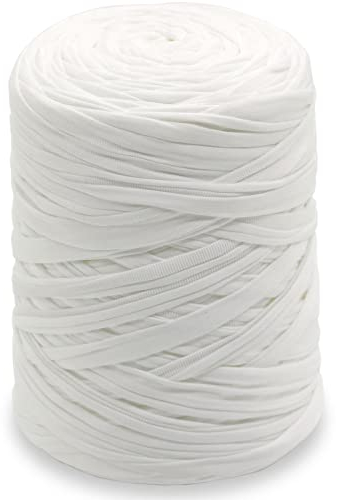NOTIONSLAND 400g T-Shirt Yarn Knitting Yarn Fabric Crochet Yarn for Bag, Basket, Blanket Home Decor - White Soild Color Yarns