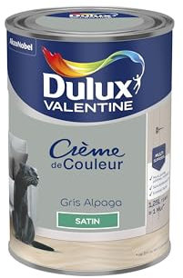 Dulux Valentine Crème de Couleur - Peinture multi-supports intérieure - Satin Gris Alpaga 1,25 L