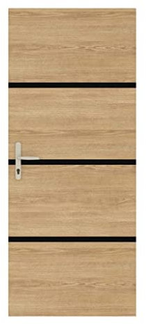 Nordlinger Pro Kit de rénovation de porte Décor Chêne Naturel 890513-4 feuilles de placage 85 x 50 cm & 3 profils noirs 85 x 2 cm