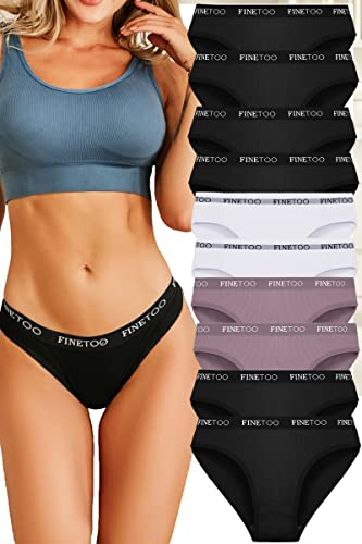 Damen Baumwolle Slips, atmungsaktive Sport-Unterwäsche, Logo-Sportunterwäsche, weiche und sexy Slips, Multipack mit 10, M