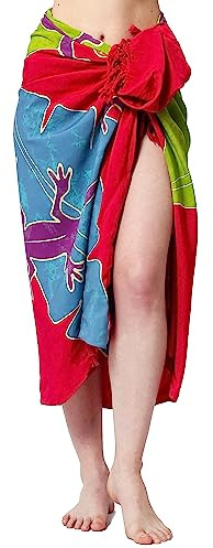 SAIVONA Stor pareo sarongduk damer omlottkjol strand strandhandduk ogenomskinlig omlotthandduk omlottklänning handgjorda av Fair Trade handmålad unisex + gratis spänne och hårband