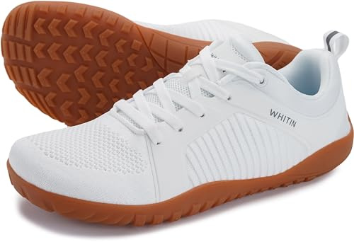 WHITIN Men's Wide Barefoot Minimalist Shoes Zero Drop Trail Running Size 10 Cross Training Minimus Weightlifting Walking Sport Gym Male White Gum 43