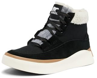 Sorel Womens Out About 4 Mid Waterproof Sneaker, Black Sea Salt, 4 UK
