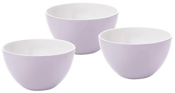 Qdesign - 3er-Set Melaminschalen (12,5 cm) - Schüsseln aus Neutralem und Gesundem Material - Stapelbare Küchenbehälter - Ideal für Beilagen & Dessert - Lavendel