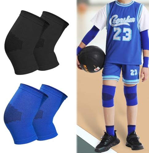 VIDSTW 2 Paar Knieschützer Kinder Atmungsaktiv Kniebandage Kinder für 25–45kg Knieschoner Volleyball Elastisch Knieschoner Sport für Handball Fußball Basketball Tanzen Bergsteigen Radfahren