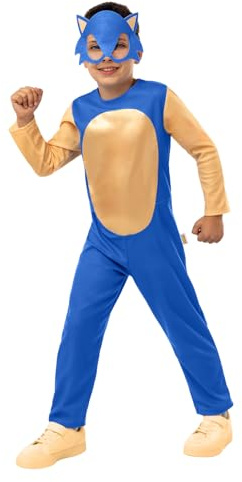 Funidelia Déguisement Officiel de Sonic pour Garçon et Fille, Tenue de Jeux Vidéo Hérisson Bleu Enfant, Déguisements de Carnaval, Halloween et Fêtes – Taille 7-9 ans