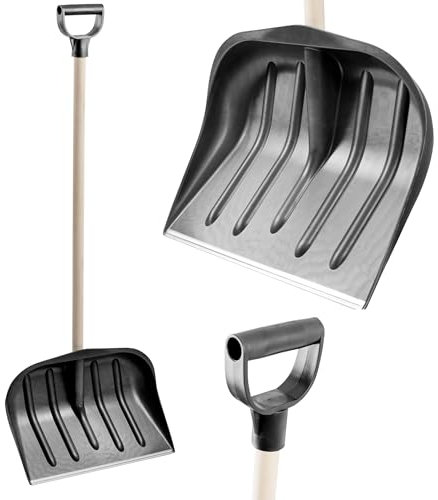 KB Tools Snow Shovel for Driveway – Heavy Duty Polypropylene Snow Shovels with Wood Handle – Cordless Snow Shovel for Garden, Yard, Patio – Recycled Material – Made in EU