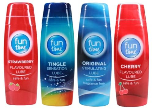 4xFun Time Lube 75ml- Tingle, Stimulating, Cherry & Strawberry Flavour for Extra Fun and Intimate Sensual Activity, Water Based Edible Lubricant Gel