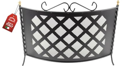 MOHOME Parascintille per Camino Angolare Nero Ferro Battuto Design Romboidale 50 x 70 cm Griglia Paraschizzi Made in Italy Caminetto Parafuoco Protezione per Stufa e Caminetti Accessori per Camino