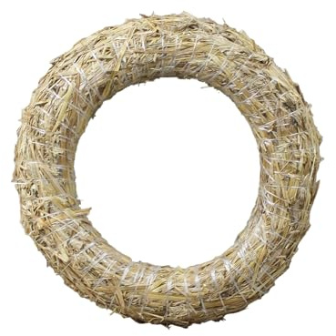 Corona de paja de 50 cm de diámetro – Forma de paja natural para coronas, decoración de puertas y floristería – Paja en blanco hecha a mano para Navidad, Pascua e ideas de manualidades de temporada