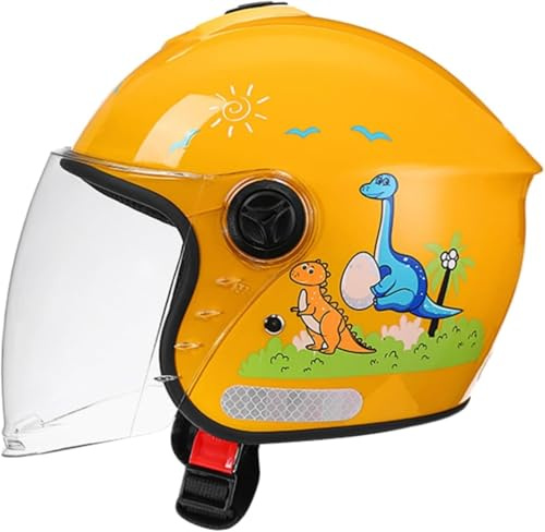 Caimcie Casco da Moto Jet per Bambini | Casco Jet 3/4 per Bambini | con Visiera Parasole | Casco da Scooter per Bambini | Omologato ECE/DOT | per Ragazzi e Ragazze dai 4 ai 15 Anni C,50-55cm