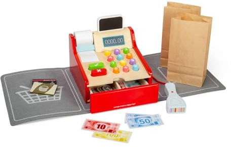 Bigjigs Toys Shop Till | Wooden Shopping Cash Register for Kids | Pretend Play Tills with Scanner, Money and Card | Accessories for Roleplay Supermarket | Educational Toy for 3+ Year Old Children