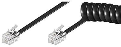 Goobay 68003 Telefonkabel RJ10 Stecker Telefonhörerkabel Spiralkabel Telefonstecker RJ10 Kabel Festnetztelefon Telefonhörer Telefon Kabel Schwarz 7m