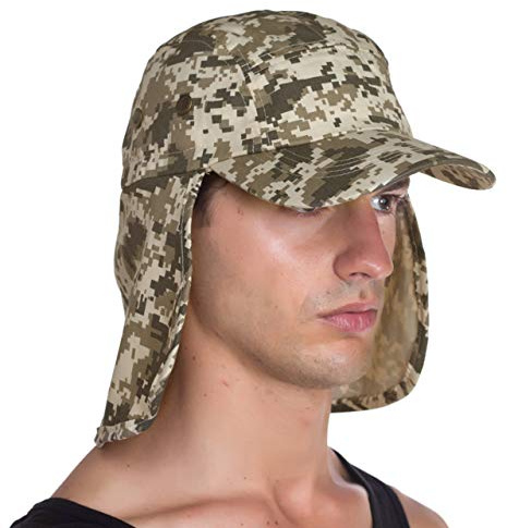 Top Level Fishing Sun Cap - Ear Neck Flap Hat, Digital Cam