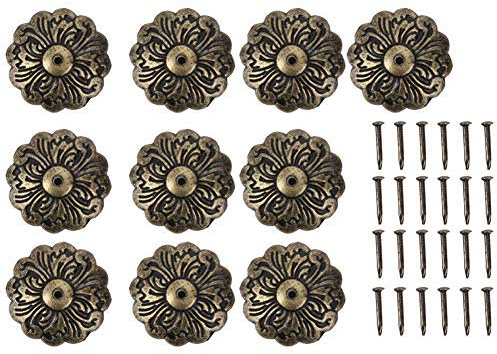 30Pcs Polsternägel, Blumen Form großköpfiger Nagel Retro runder Nagel Durchmesser Kopf Farbe antiker Daumen Reißzwecke Cyan Bronze Druckbolzen für Ende