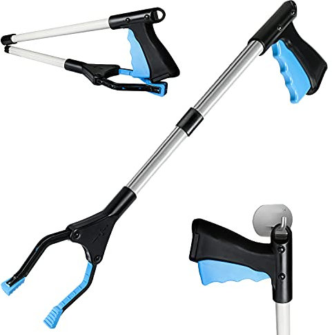 Bililike Pinza Raccogli Rifiuti, Pinza Telescopica Pieghevole, 81cm Asta Raccogli Rifiuti Vecchio Uomo, Controllo in Alluminio Pinza Raccogli Rifiuti Professionale per Terrazze All'aperto