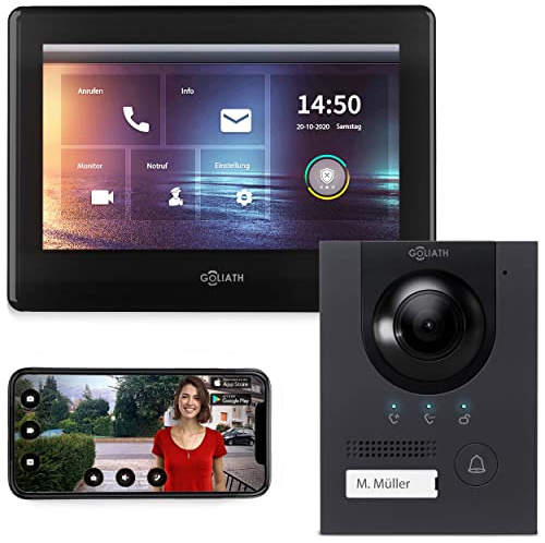 GOLIATH® PRO IP - Türklingel & Türsprechanlage mit Kamera [UNTERPUTZ TÜRSTATION] - Klingel mit Kamera & 7 Zoll Monitor - Doorbell Camera - Video Sprechanlage mit Türöffner - Videotürklingel