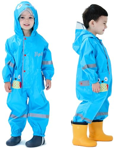 Fewlby Impermeabile Bambini Tuta Pioggia Bambina Antipioggia con Cappuccio Poncho Impermeabile Ragazze Ragazzi Giacche da Pioggia con Cappello Trasparente per 1-3 Anni