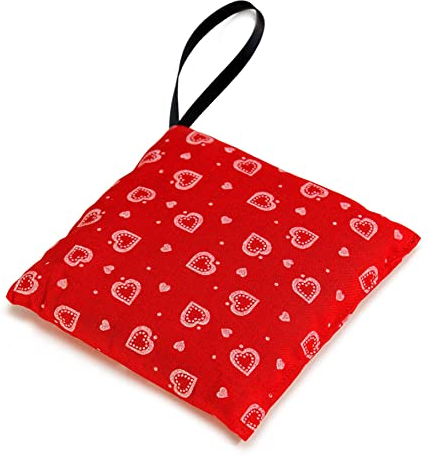 Kräuterkissen 8-Kräuter 12x12cm + Aufhänger - Herzen-rot Aromakissen befüllt mit Salbei, Anis, Kamille, Pfefferminze, Thymian, Rosmarin, Melisse, Lavendel