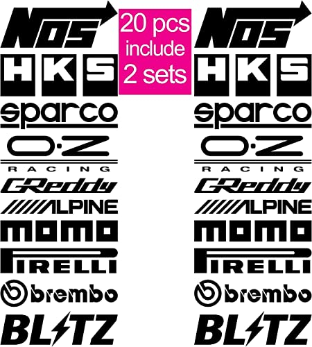 myrockshirt 2X Sponsor Set 20 teilig Motor Auto Tuning Sponsorset Sponsoren, je ca. 20 x 40 cm breite Aufkleber Autoaufkleber Sticker Decal