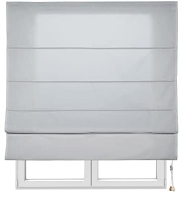 STORESDECO Raffrollo mit Stangen 175H x 200B - Waschbares Faltrollo zum Bohren inkl. Montagematerial - Lichtdurchlässige Roman Blinds mit Kindersicherung für Fenster & Türen - Gardinen Rollo Küche