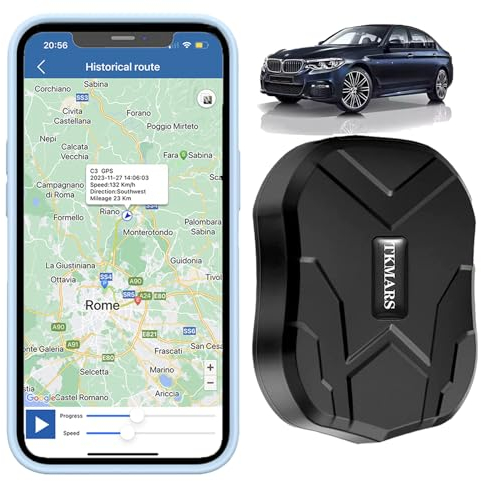 TKMARS GPS Tracker Ohne ABO Auto GPS Tracker mit Kostenloser App, Kein Abonnement Erforderlich, 90 Tage über Standby-Zeit, Starke Magnetische Wasserdicht. 5000mah