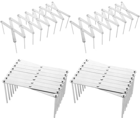 MUXHEL 4 Stück Verstellbarer Topfdeckelhalter, Edelstahl Deckelhalter Tellerhalter, Multifunktionales Spareribshalter Tellerständer für Küchen Grill | 9cm-84cm Länge Verstellbar