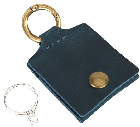 XIHIRCD Porte-Clés en Cuir pour Bagues, Porte Bague Voyage Pochette de Voyage pour Bijoux Pochette pour Bague Étui pour Bagues de Mariage pour Salle de Sport Entraînement Voyage (Bleu)