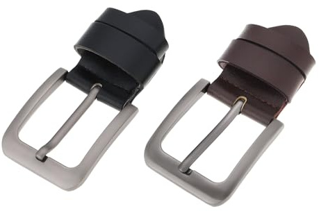 EMSea 2 Pezzi Fibbia Ad Ardiglione Per Cintura In Lega Resistente Da Uomo Fibbia Per Cintura Cinturino Rettangolare Fibbia Ad Ardiglione Adatta Per Cinture Causali Larghe 35-38 Mm (nero + Marrone)