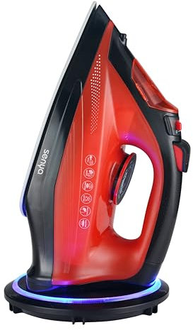 SENYA - Ferro da stiro a vapore senza fili, flusso di vapore 35 g/min, 2400 W suola in ceramica, rimozione della stiratura verticale rosso semplice Move V2