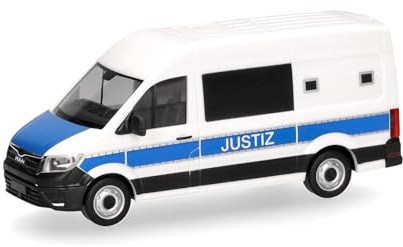 herpa modellino auto MAN TGE furgone tetto alto Giustizia, miniatura in scala 1:87, pezzo da collezione, Made in Germany, modello in plastica