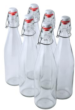 FastRack Swing Top Glass Bottles |33 oz β Pack of 6 | Clear Flip Top Glass Bottles for Home Brewing, Carbonated Drinks, Kombucha, Fermentation, Water | Food Grade β ECO Friendly
