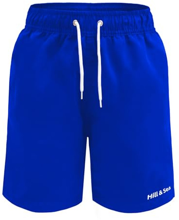 Hill & Sea Bañador para niño, pantalón Corto de Surf de Secado rápido, Transpirable, Repelente al Agua, con Forro de Malla, Bolsillos y cordón Ajustable, Azul mar 164
