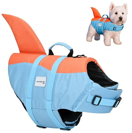 Mobiclinic®, Gilet de Sauvetage Chien, Design Aileron de Requin, Poignée de Sauvetage, Harnais Réglable, Anneau de Laisse, Flottabilité et Visibilité Élevées, Sharky, Léger, Natation, Surf, Voile