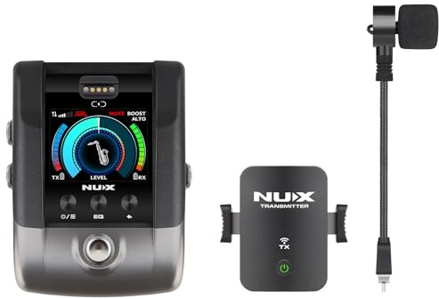 NU-X | B-6 Pro Wireless Saxophone & Trumpet Microphone System | Professional 2.4GHz Digital Audio with Rechargeable Transmitter, Effects Loop, Tuner, and EQ Presets