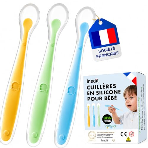 Cuillere Bebe 1er Age (3 Pièces) Cuillère Bébé en Silicone Souple