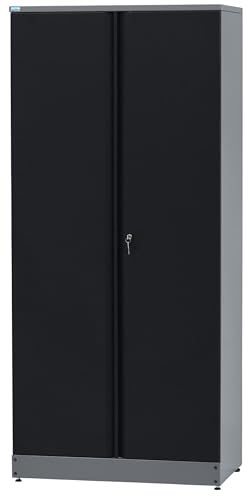 Küpper Armoire Haute 70290, Bleu Outremer, 91x180x45cm, 4 étagères Stables de 75 kg de Charge chacune, verrouillables (Noir)
