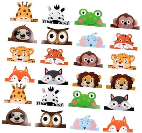 iplusmile 24pezzi Cappelli di Carta per Compleanno Tema Animali della Giungla Cappelli Corona per Feste per Ragazzo Ragazza Decorazioni per Feste di Compleanno Tema Animali per Bambine Acces