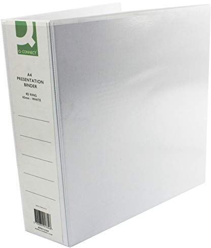 Q-Connect KF01324Q Präsentationsringbuch 4 D-Ringe 65 mm A4 weiß, 6er Pack