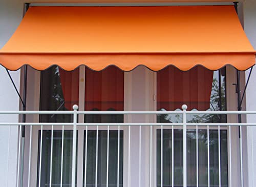 Angerer Freizeitmöbel GmbH Klemmmarkise Exklusiv - Markise für Sonnenschutz - Montage ohne Bohren und Dübeln - ideale Balkonmarkise für Mietwohnungen (Orange, 250 cm)