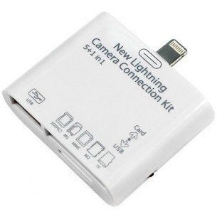 UnicornEnt Udigital - Kit de conexión de cámara 5 en 1, Lector de Tarjetas USB/SDHC/TF para iPad Mini, iPad 4, iPod Touch 5 y iPod Nano 7, Conector más pequeño