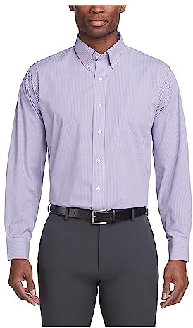 Van Heusen Regular Fit Gingham Button Down Collar Dress Shirt Camicia Elegante, Ametista, 3XL Uomo