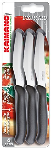 Fiskars KTS034006N Italicus Coltelli Pizza, Acciaio Inossidabile, Nero, 6 unità