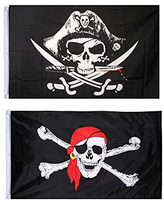 2 Pièces Drapeau de Crâne, Drapeau de Fête de Pirate, pour la Décoration D'Halloween, Fête de Pirate