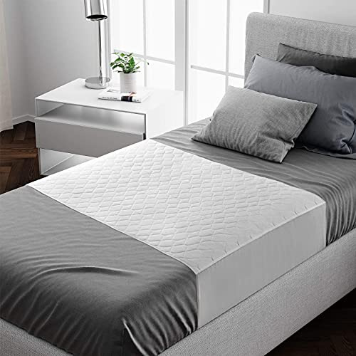 Lynmark® Protège Matelas Imperméable avec Rabats À Glisser – Couverture Imperméable pour Incontinence Absorbant Jusqu’à 2 litres – Protection Matelas en Coton pour Lit Double - 135 x 85 cm, Blanc
