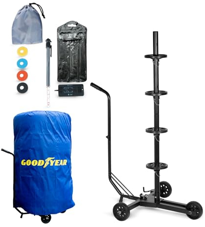 Goodyear Felgenbaumwagen für 4 Reifen, platzsparende und kontaktlose Aufbewahrung, mit Schutzhülle, Tragkraft bis zu 100 kg, schwarz