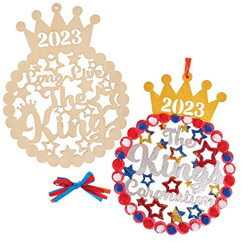 Baker Ross CN134 Kings Coronation - Ghirlande in filigrana in legno, confezione da 4, decorazioni per incoronazione per bambini