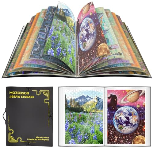 MOZOOSON Rangement Puzzle, Dossier de Puzzles pour 1000 pièces Grande capacité Portable avec 25 Poches, Accessoires de Puzzle étanches à la Poussière et Protecteurs