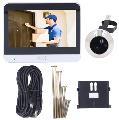 Yunseity Door Peephole Camera, 3MP 1080P Smart Video Doorbell Camera with PIR Motion Detection, Night Vision, 4.3inch Visual Door Viewer for Apartment Door